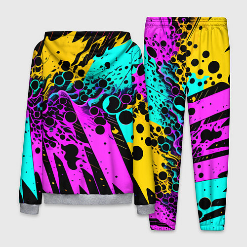 Мужской костюм Разноцветная неоновая абстракция - нейроарт / 3D-Меланж – фото 2