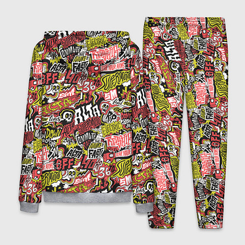 Мужской костюм Супер мото паттерн с надписями и черепками / 3D-Меланж – фото 2