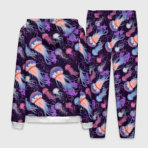 Мужской костюм Цветные медузы паттерн / 3D-Белый – фото 2