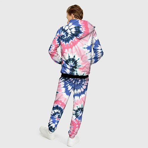 Мужской костюм Розово синий тай дай - разводы краски на белом фон / 3D-Черный – фото 4