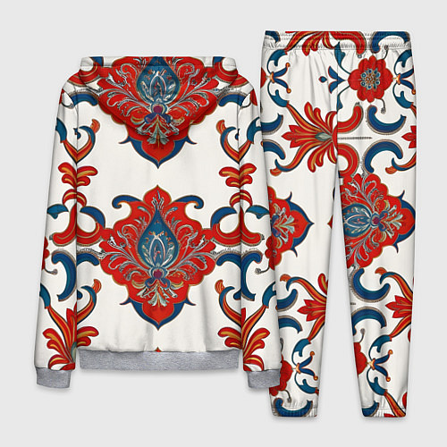 Мужской костюм Узор красно-синий на белом фоне / 3D-Меланж – фото 2