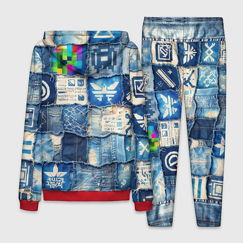 Мужской костюм Пэчворк с игровыми значками / 3D-Красный – фото 2
