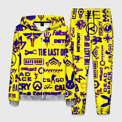 Костюм мужской Логотипы игр на жёлтом, цвет: 3D-меланж