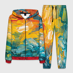 Костюм мужской Хаотичный цветные мазки краски, цвет: 3D-красный