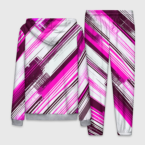 Мужской костюм Розовые диагональные полосы на белом фоне / 3D-Меланж – фото 2