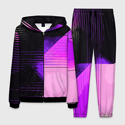 Костюм мужской Горизонтальные полосы на чёрно-розовом фоне, цвет: 3D-черный