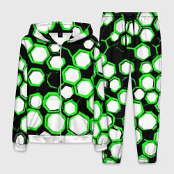Мужской костюм Бело-зелёные шестиугольники на чёрном фоне