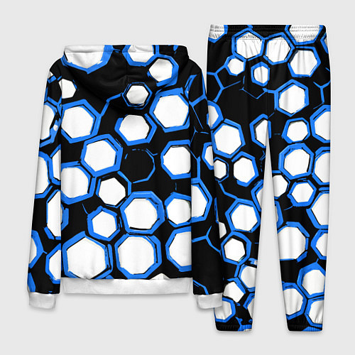Мужской костюм Бело-синие шестиугольники на чёрном фоне / 3D-Белый – фото 2