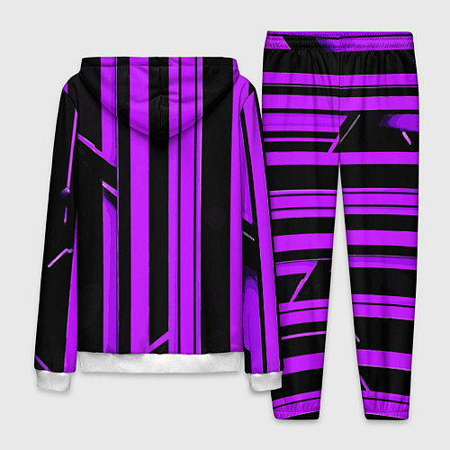 Мужской костюм Толстые фиолетовые полосы на чёрном фоне / 3D-Белый – фото 2