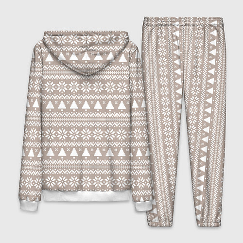 Мужской костюм Бежевый скандинавский узор с ёлками / 3D-Белый – фото 2