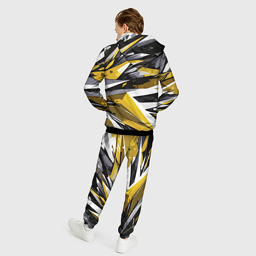 Мужской костюм Чёрно-жёлто-белая абстракция / 3D-Черный – фото 4