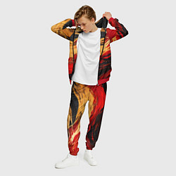 Костюм мужской Красно-золотые волны на чёрном фоне, цвет: 3D-красный — фото 2