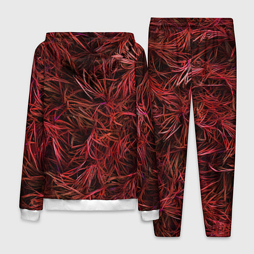 Мужской костюм Красная трава на чёрном фоне / 3D-Белый – фото 2