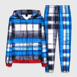 Костюм мужской Чёрные полосы на сине-белом фоне, цвет: 3D-красный