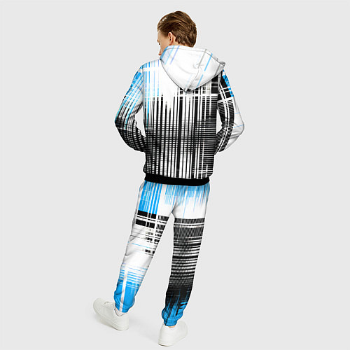 Мужской костюм Сине-чёрный гранж на белом фоне / 3D-Черный – фото 4