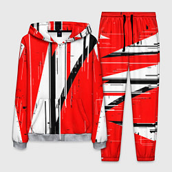 Костюм мужской Чёрно-белые вертикальные полосы на красном фоне, цвет: 3D-меланж