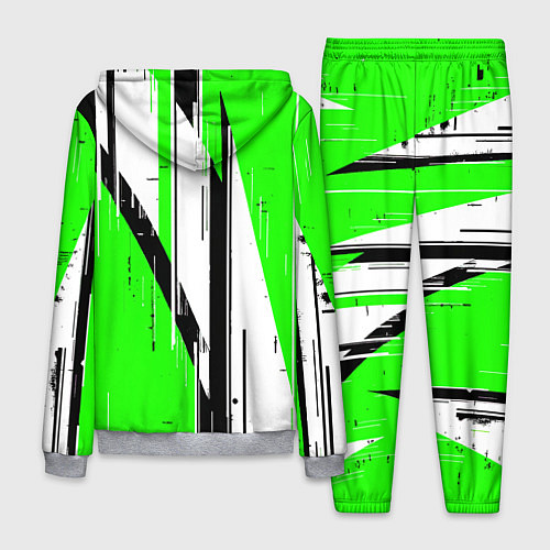 Мужской костюм Black and white vertical stripes on a green backgr / 3D-Меланж – фото 2