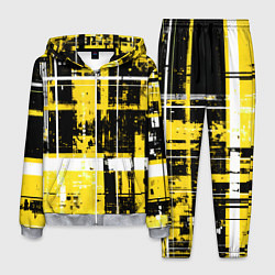Костюм мужской Жёлто-белый гранж на чёрном фоне, цвет: 3D-меланж
