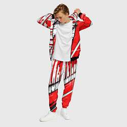 Костюм мужской Чёрно-белые глитч полосы на красном фоне, цвет: 3D-черный — фото 2
