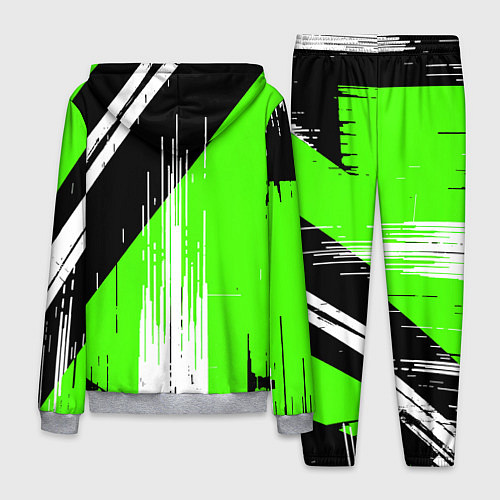 Мужской костюм Вертикальные чёрные линии на зелёно-белом фоне / 3D-Меланж – фото 2