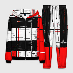 Костюм мужской Чёрные и красные полосы на белом фоне, цвет: 3D-черный