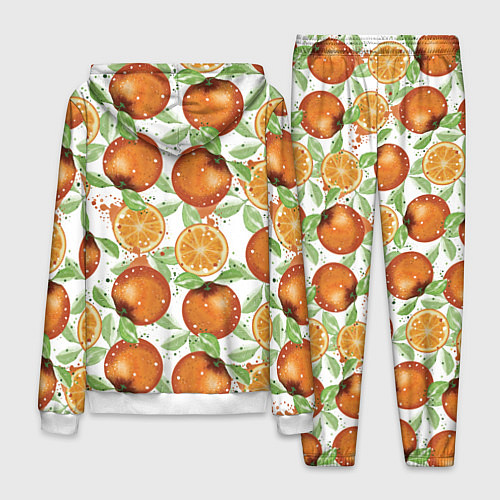 Мужской костюм Сочные апельсины и дольки апельсинов / 3D-Белый – фото 2