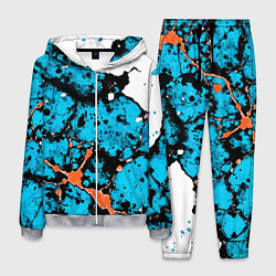 Костюм мужской Оранжево-голубая абстракция на белом фоне, цвет: 3D-меланж