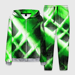 Костюм мужской Зелёная сеть на чёрном фоне, цвет: 3D-меланж