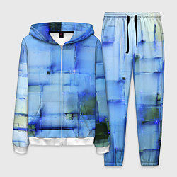 Костюм мужской Чёрные пятна на синем фоне абстракция, цвет: 3D-белый