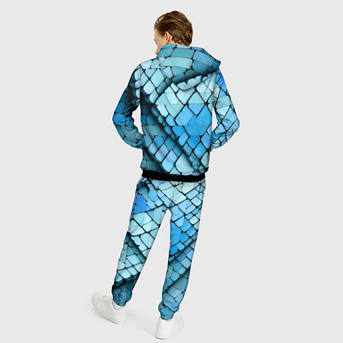 Мужской костюм Синие рельефные плитки / 3D-Черный – фото 4