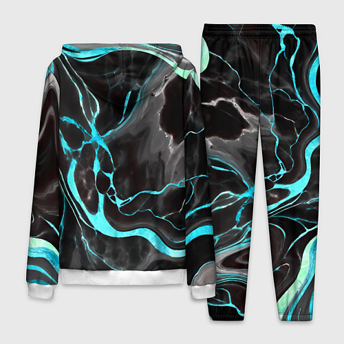 Мужской костюм Голубые флюиды на чёрном фоне / 3D-Белый – фото 2
