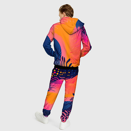 Мужской костюм Векторная абстракция с растениями - нейросеть / 3D-Черный – фото 4