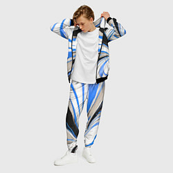 Костюм мужской Волнистые бело-синие линии на чёрном фоне, цвет: 3D-черный — фото 2