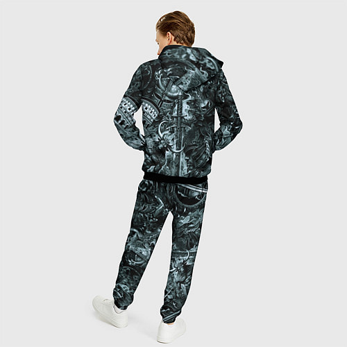 Мужской костюм Гладиатор и минотавр на фоне мечей и щитов / 3D-Черный – фото 4