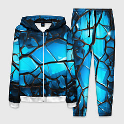 Костюм мужской Синяя текстура объемных плит, цвет: 3D-белый