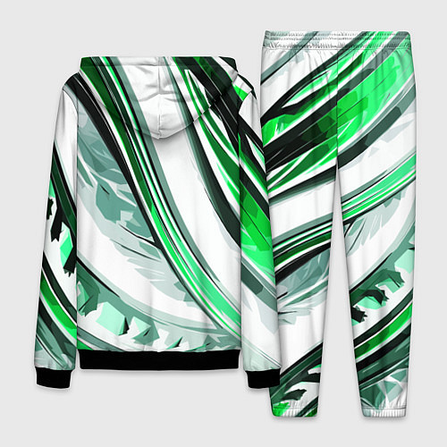 Мужской костюм Волнистая бело-зелёная абстракция / 3D-Черный – фото 2
