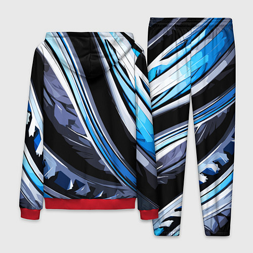 Мужской костюм Волнистая чёрно-синяя абстракция / 3D-Красный – фото 2