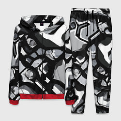 Костюм мужской Чёрно-серая абстракция, цвет: 3D-красный