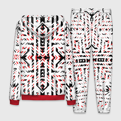 Мужской костюм Чёрно-красные диагональные полосы на белом фоне / 3D-Красный – фото 2