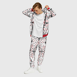 Костюм мужской Чёрно-красные диагональные полосы на белом фоне, цвет: 3D-красный — фото 2