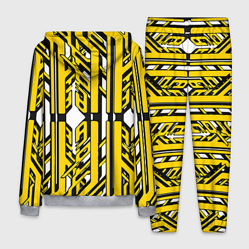 Мужской костюм Чёрно-жёлтые техно полосы на белом фоне / 3D-Меланж – фото 2