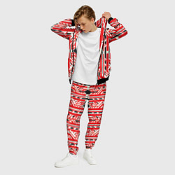 Костюм мужской Бело-красные техно полосы на чёрном фоне, цвет: 3D-черный — фото 2
