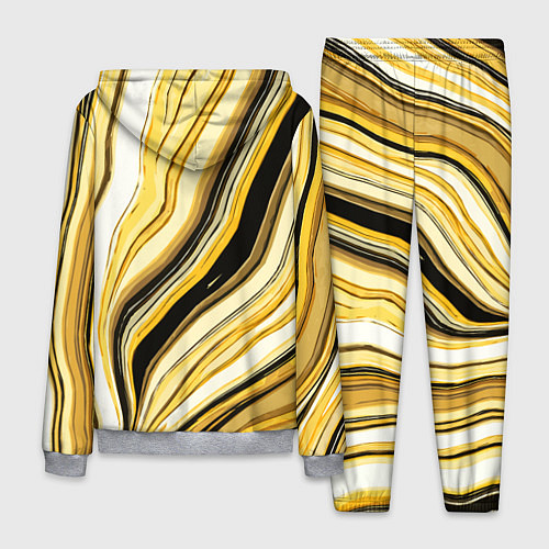Мужской костюм Волнистые вертикальные чёрно-жёлтые полосы / 3D-Меланж – фото 2
