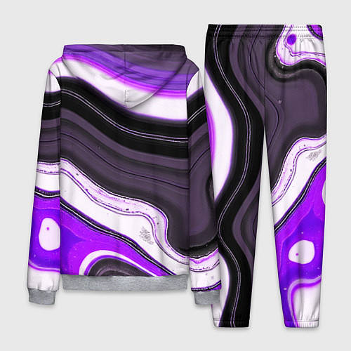 Мужской костюм Волнистые горизонтальные чёрно-фиолетовые полосы н / 3D-Меланж – фото 2