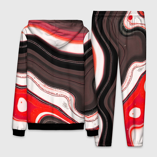 Мужской костюм Волнистые горизонтальные чёрно-красные полосы на б / 3D-Черный – фото 2