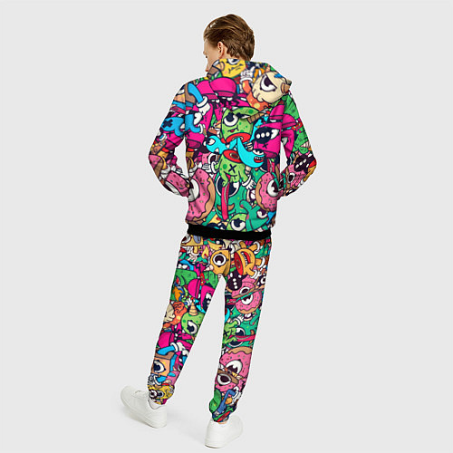 Мужской костюм Color doodle monsters / 3D-Черный – фото 4