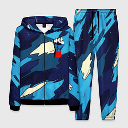 Костюм мужской Синий камуфляж русская сила, цвет: 3D-черный