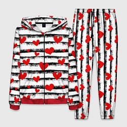 Костюм мужской Паттерн с полосками и сердечками, цвет: 3D-красный