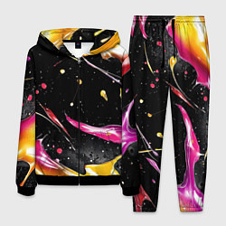 Костюм мужской Мазки краски на черном, цвет: 3D-черный