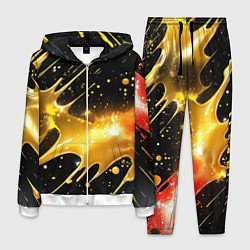 Костюм мужской Оранжевая краска на черном, цвет: 3D-белый